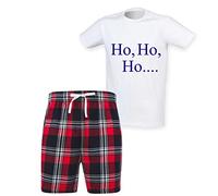 60 Second Makeover Limited Mens Ho Ho Christmas Pajamas Tartan Short Matching Christmas PJs For Family Pyjama Set Family Matching Twinning Christmas+Pajamas Xmas PJs Red - Large