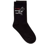 60 Second Makeover Limited Mens I'd Rather Be Driving My Tractor Black Calf Funny Socks Men Farming Gift For Farmer Tractor Gifts For Men Machine Washable One Size