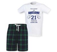 60 Second Makeover Limited Mens This Is What An Awesome 21 Year Old Looks Like Tartan Mens Pyjamas Set 21st Birthday Gifts For Men Pijamas Pajamas Pjamas PJs Green - Large