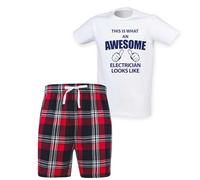 60 Second Makeover Limited Mens This Is What An Awesome Electrician Looks Like Tartan Pyjama Set Red