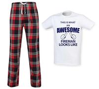 60 Second Makeover Limited Mens This Is What An Awesome Fireman Looks Like Tartan Pyjama Set Red