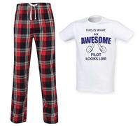 60 Second Makeover Limited Mens This Is What An Awesome Pilot Looks Like Tartan Pyjama Set Red