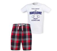 60 Second Makeover Limited Mens This Is What An Awesome Pilot Looks Like Tartan Pyjama Set Red