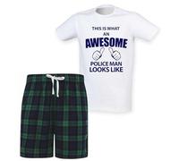60 Second Makeover Limited Mens This Is What An Awesome Police Man Looks Like Tartan Pyjama Set Green