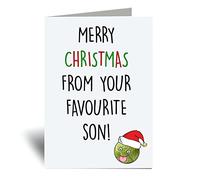 60 Second Makeover Limited Merry Christmas From Your Favourite Son Card Funny Mum Dad