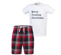 60 Second Makeover Limited Merry Fucking Christmas Tartan Short Mens Pyjamas Set Funny Christmas Pajamas Matching Pjs For Couples Xmas Pjs Pyjamas For Men Pjamas Red X Large