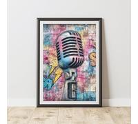 60 Second Makeover Limited Microphone Mic Graffiti Print Urban Street Art Poster Junk Journal Colourful Wall Picture Wall Art Posters Scrapbooking Gifts For Teenage Girls Teen - A3