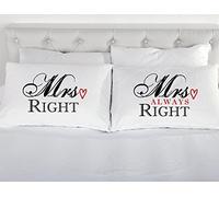 60 Second Makeover Limited Mrs Right Mrs Always Right Pillowcases Pillow Cases Couples Gift 100% Cotton 200TC Present