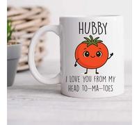 60 Second Makeover Limited Mug Hubby I Love You from My Head to-ma-Toes Cute Tomato Theme Gift for Husband, Gardening Mug
