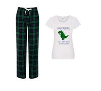 60 Second Makeover Limited Nannyasaurus Awesome Nanny Dinosaur Pyjamas For Women Pjs Gifts For Nanny Birthday Gifts Presents For Nan Womens Pyjamas Set Pajamas Size - XL Green