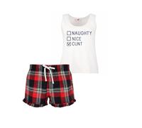 60 Second Makeover Limited Naughty Nice Cunt Ladies Tartan Short Womens Pyjamas Set Pyjamas For Women Ladies PJs Christmas Pajamas Christmas+pajamas Adult Xmas PJs Red Small