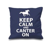 60 Second Makeover Limited Navy Cushion Cover Keep Calm And Canter On 16" x 16" Daughter Friend Gift Decorative Cushion Home Horse Equestrian