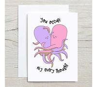 60 Second Makeover Limited Octopus You Occupi My Every Thought Card Valentine's Day Anniversary Card for Boyfriend Girlfriend Husband Wife Funny Pun Greeting Card