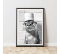 60 Second Makeover Limited Otter Toilet Roll Quirky Animal Print Bathroom Accessories Wall Art Posters Pictures For Bathroom Walls Home Accessories Home Decoration Funny Humorous No Frame - A4