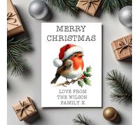 60 Second Makeover Limited Pack Of Personalised Christmas CardsRobin Merry Christmas Cards Personalised Gifts Customised Gifts Custom Xmas - Pack of 5