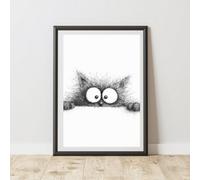 60 Second Makeover Limited Peeking Cat Print Poster Wall Art A3 Size