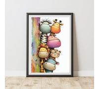 60 Second Makeover Limited Peeking Jungle Animals Print Wall Art Poster A3 Size
