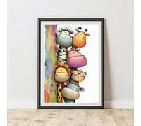 60 Second Makeover Limited Peeking Jungle Animals Print Wall Art Posters Cute Room Decor Poster Wall Pictures Nursery Decor Bedroom Accessories Picture - A4