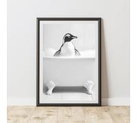 60 Second Makeover Limited Penguin In The Bath Quirky Animal Print Bathroom Accessories Wall Art Posters Pictures For Bathroom Walls Home Accessories Home Decoration Funny Humorous No Frame - A3