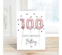 60 Second Makeover Limited Personalised 100th Birthday Cards For Women Foil Balloon Mum Birthday Card For Her Custom Personalised Gifts Customised Gifts 100 Year Old - Pink