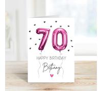 60 Second Makeover Limited Personalised 70th Birthday Cards For Women 70th Birthday Gifts For Women Foil Balloon Card For Her Customised Gifts Custom Personalised - Hot Pink