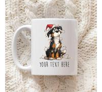60 Second Makeover Limited Personalised Bernese Mountain Dog Christmas Lights Santa Hat Mug Personalised Gifts Coffee Cup Christmas Mugs Customised Gifts Custom Xmas