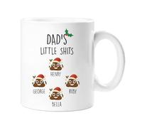 60 Second Makeover Limited Personalised Christmas Dad's Little Shit Mug Personalised Gifts Coffee Cup Christmas Mugs Customised Gifts Up to 10 Names