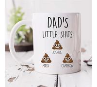 60 Second Makeover Limited Personalised Dad Mug Dad's Little Shits Funny Any Name Mug Fathers Day for Dads Gift Funny Coffee Cup Friend Humour Humor Personalised Gifts for Men - Up to 10 Names