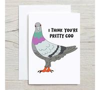 60 Second Makeover Limited Pigeon I Think You're Pretty Coo Card Valentine's Day Anniversary Card for Boyfriend Girlfriend Husband Wife Funny Pun Greeting Card