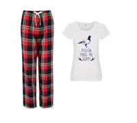 60 Second Makeover Limited Pigeons Make Me Happy Ladies Tartan Trouser Womens Pyjamas Set Pyjamas For Women Ladies PJs Pajamas Pigeon Gifts Pjamas Bird Lover Gifts Red Small