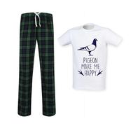 60 Second Makeover Limited Pigeons Make Me Happy Mens Tartan Trouser Mens Pyjamas Set Gifts For Men Pajamas For Men Pjs Pijamas Pjamas Pigeon Gifts Father's Day Green Large