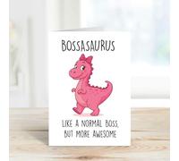 60 Second Makeover Limited Pink Bossasaurus Greeting Cards Boss Dinosaur Funny Birthday Cards Colleague Gifts Manager Gifts Notelets Coworker Co-worker Leaving