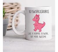 60 Second Makeover Limited Pink Keyworkerasaurus Mug Key Worker Pink Dinosaur Funny Mug Present Birthday Christmas