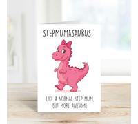 60 Second Makeover Limited Pink Stepmumasaurus Greeting Card Step Mum Dinosaur Mothers Day Funny Birthday