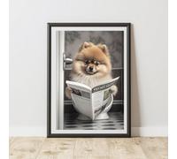 60 Second Makeover Limited Pomeranian On The Toilet Print A4 Size
