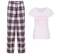 60 Second Makeover Limited Prosecco Made Me Do It Pyjamas Ladies Tartan Trouser Bottoms Pyjama Family Matching Size - M Pink