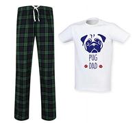60 Second Makeover Limited Pug Dad Tartan Trousers Mens Pyjamas Set Fathers Day Pet Clothes Present From The Dog Pug Lover Gift Present Pajamas For Men Dog Dad Green - Large