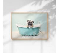 60 Second Makeover Limited Pug In The Bath Quirky Animal Print A4 Size