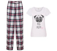 60 Second Makeover Limited Pug Mum Pyjamas For Women Ladies Tartan Trouser Bottoms Womens Pyjamas Set Dog Mum Gifts Ladies Pjs Dog Gifts Mothers Day Presents Pugs Pink - S