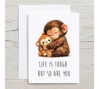 60 Second Makeover Limited Punch Monkey Life Is Tough But So Are You Greeting Card Blank Inside A6 With Envelope Notelets Positive Affirmation Cards Friendship Gifts Thinking Of You Notecards