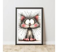 60 Second Makeover Limited Quirky Cat Print Poster Wall Art A3 Size