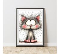 60 Second Makeover Limited Quirky Cat Print Poster Wall Art Wall Prints Cute Room Decor Nursery Decor Bedroom Accessories Posters Pictures Black Cat Gifts Nursery Decoration - A3