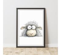 60 Second Makeover Limited Quirky Peeking Sheep Print Wall Art Posters Cute Room Decor Poster Wall Pictures Nursery Decor Bedroom Accessories Picture - A5