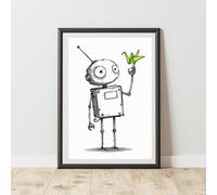 60 Second Makeover Limited Robot Sketch Print Wall Art Posters Cute Room Decor Poster Wall Pictures Nursery Decor Bedroom Accessories Picture - A3