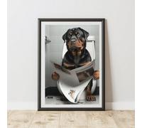 60 Second Makeover Limited Rottweiler On The Toilet Print A4 Size