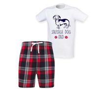 60 Second Makeover Limited Sausage Dog Dad Tartan Short Mens Pyjamas Set Pjs Pyjamas For Men Dachshund Gifts Dog Dad Gifts Pijamas Pajamas Pjamas Dashound Red Large