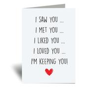 60 Second Makeover Limited Saw ... Met .. Like ... I Love You.. I'm Keeping You Red Heart Greeting Card Valentines Card Boyfriend Gifts Husband Gifts Anniversary Wedding Birthday