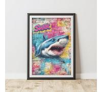 60 Second Makeover Limited Shark Graffiti Print Urban Street Art Poster Junk Journal A3 Size
