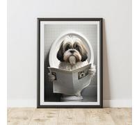 60 Second Makeover Limited Shih Tzu On The Toilet Print A4 Size