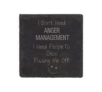 60 Second Makeover Limited Slate Coaster Anger Management People Pissing Me Off Engraved Funny Gift Friend Present